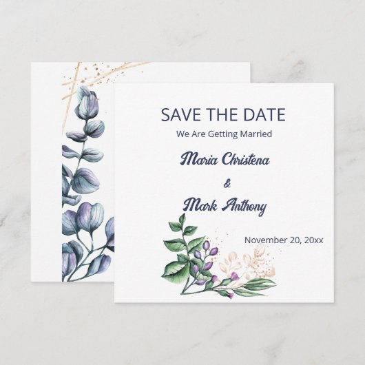 Wildblumen-Harmonie Save The Date Ankündigung (Vorne/Hinten)