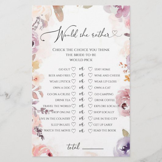 Wildblumen Hätte sie lieber Brautparty (Vorderseite)