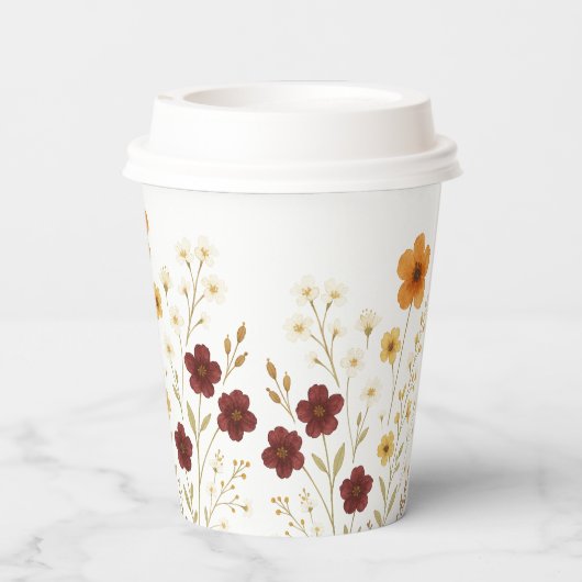 Wildblumen Herbst Eleganter Erntedank Pappbecher (Rückseite)