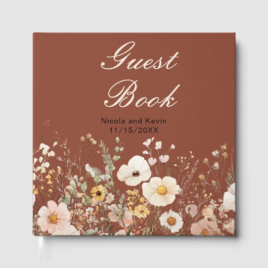 Wildblumen Herbst Hochzeit Blumen Gästebuch (Vorderseite)