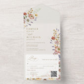 Wildblumen-Herbst-Hochzeits-QR-Code All In One Einladung (Innen)
