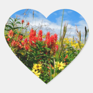Wildblumen Herz-Aufkleber