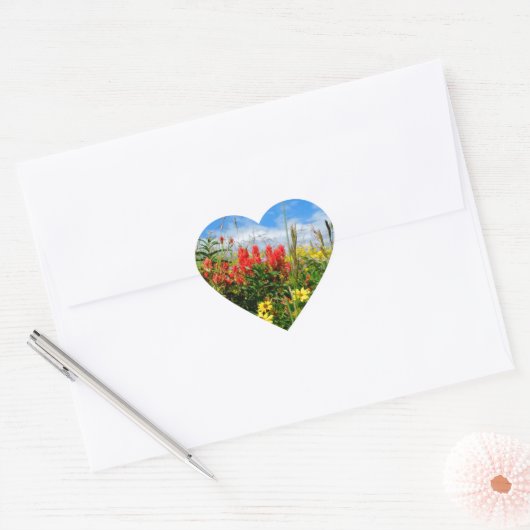 Wildblumen Herz-Aufkleber (Umschlag)
