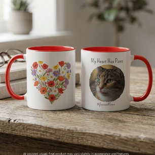 Wildblumen-Herz-Foto 'Mein Herz hat Pfoten' Tasse