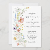 Wildblumen-Hochzeit Alles-in-Einem QR-Code Einladung (Vorderseite)