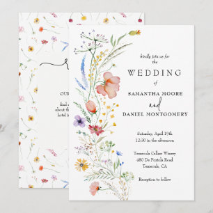Wildblumen-Hochzeit Alles-in-Einem QR-Code Einladung