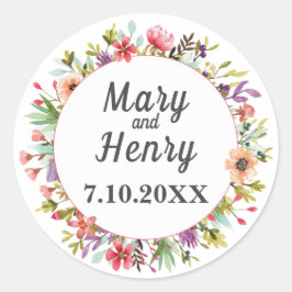 Wildblumen Hochzeit auf der Wasseroberfläche Runder Aufkleber