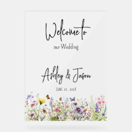 Wildblumen Hochzeit Begrüßung mattiertes Akryllisc Acrylschild