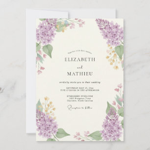 Wildblumen-Hochzeit Blassviolett Einladung