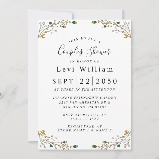 Wildblumen Hochzeit, Boho Blumenkohl Brautparty in Einladung (Vorderseite)