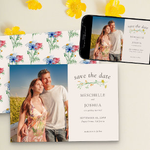 Wildblumen-Hochzeit Boho-Land Blumenfoto Save The Date