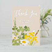 Wildblumen Hochzeit Danke Gold Folieneinladung (Stehend vorne)