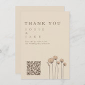 Wildblumen Hochzeit Dankeschön-Karte mit QR-Code Einladung (Vorne/Hinten)