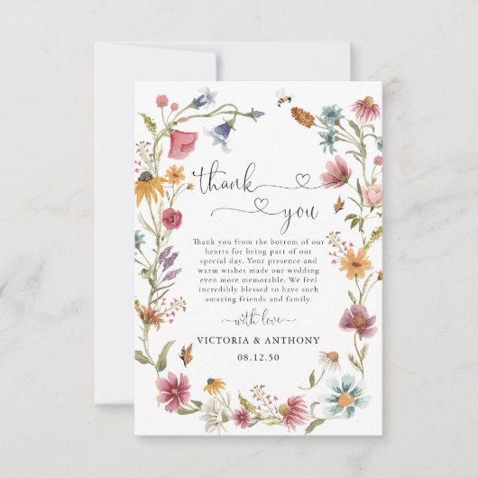 Wildblumen Hochzeit Dankeschön Karten (Vorderseite)