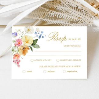 Wildblumen-Hochzeit Farbige Florale Hochzeit RSVP Karte