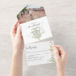 Wildblumen Hochzeit Foto All In One Einladung