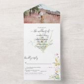 Wildblumen Hochzeit Foto All In One Einladung (Innen Boden)