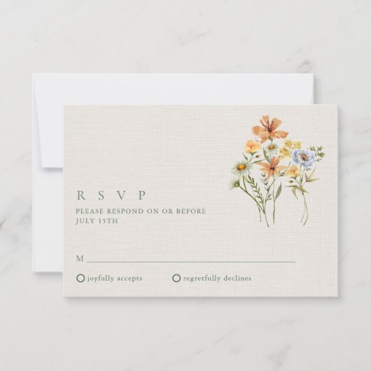 Wildblumen Hochzeit im botanischen Garten RSVP Karte (Vorderseite)