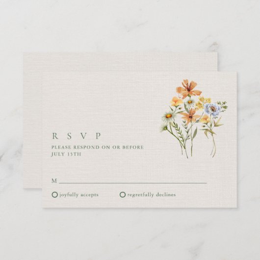 Wildblumen Hochzeit im botanischen Garten RSVP Karte (Vorne/Hinten)