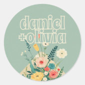 Wildblumen Hochzeit im botanischen Garten Runder Aufkleber (Vorderseite)