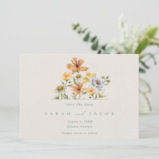 Wildblumen Hochzeit im botanischen Garten Save The Date (Stehend Vorderseite)