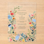 Wildblumen Hochzeit im farbenfrohen Garten Acryleinladungen (Vorderseite)