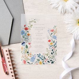 Wildblumen Hochzeit im farbenfrohen Garten Pergament Einladungen