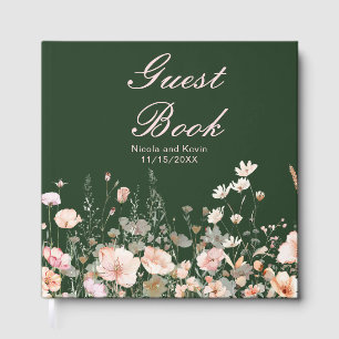 Wildblumen-Hochzeit im Frühlingsblush-Ton Gästebuch