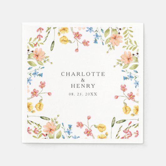 Wildblumen Hochzeit im Garten Serviette (Vorderseite)