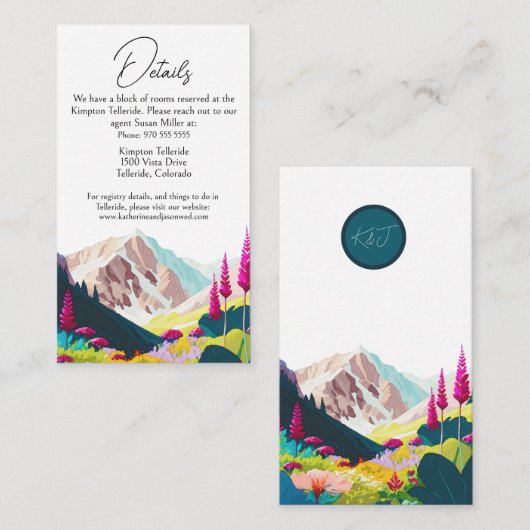 Wildblumen Hochzeit im Wasserfarbenwasser Begleitkarte (Vorne/Hinten)