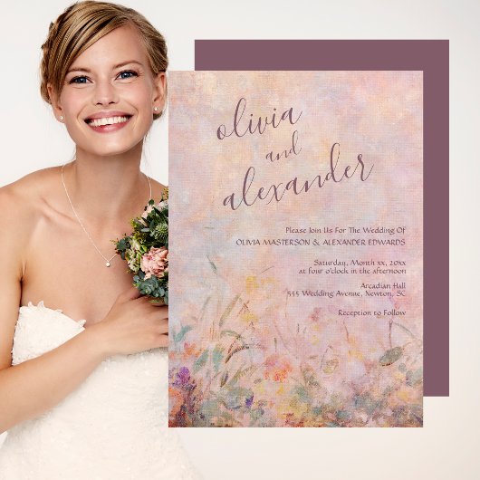 Wildblumen Hochzeit mit Aquarellblumen Einladung