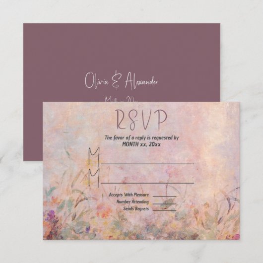 Wildblumen Hochzeit mit Aquarellblumen RSVP Karte (Vorne/Hinten)