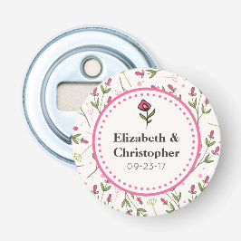 Wildblumen Hochzeit mit rosa und grünem Longsteg Flaschenöffner