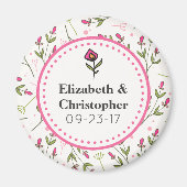 Wildblumen Hochzeit mit rosa und grünem Longsteg Magnet (Vorne)