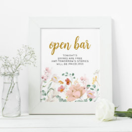 Wildblumen Hochzeit Open Bar Sign Poster