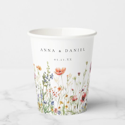Wildblumen-Hochzeit Pappbecher (Links)