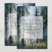 Wildblumen Hochzeit QR Code Elegant Einladung (Vorne/Hinten)