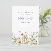 Wildblumen-Hochzeit - Save The Date (Stehend Vorderseite)