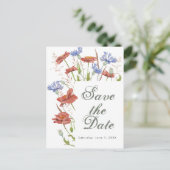 Wildblumen Hochzeit speichern Sie das Datum Postka Postkarte (Stehend Vorderseite)