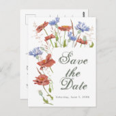 Wildblumen Hochzeit speichern Sie das Datum Postka Postkarte (Vorne/Hinten)