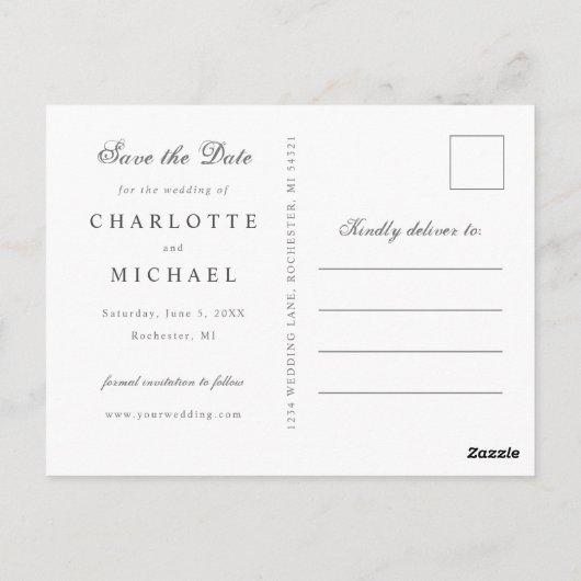 Wildblumen Hochzeit speichern Sie das Datum Postka Postkarte (Rückseite)