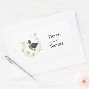 Wildblumen-Hochzeit Stockente Rechteckiger Aufkleber
