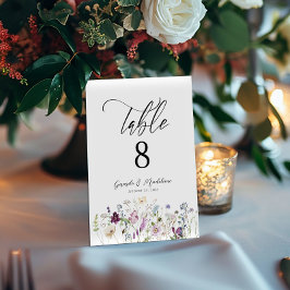 Wildblumen Hochzeit Tischnummer