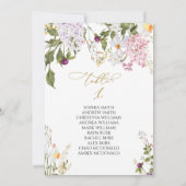 Wildblumen Hochzeit Tischnummer 1 Sitzplan (Rückseite)