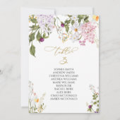 Wildblumen Hochzeit Tischnummer 3 Sitzplan (Rückseite)