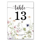 Wildblumen Hochzeit Tischnummern doppelseitig (Rückseite)
