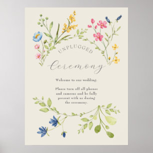Wildblumen-Hochzeit Unplugged Zeremonie Poster