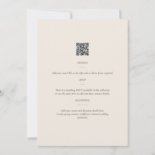 Wildblumen Hochzeiten laden Blumendruck oder Digit Einladung (Rückseite)