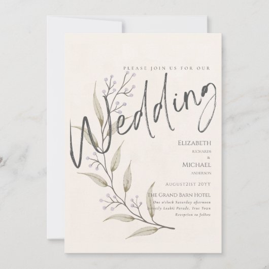 Wildblumen Hochzeiten laden Blumendruck oder Digit Einladung (Vorderseite)