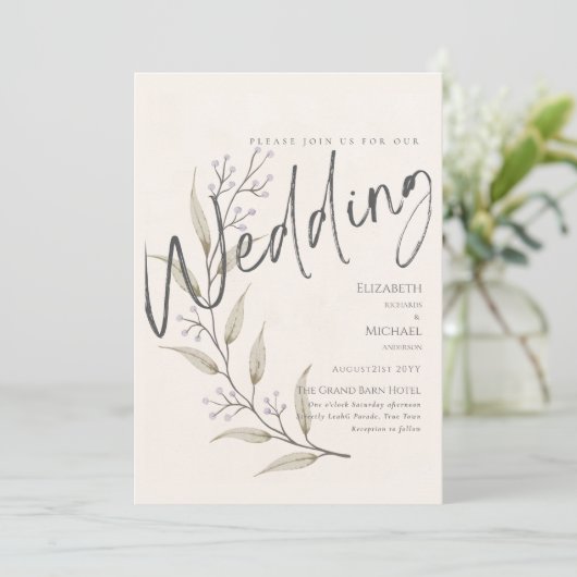 Wildblumen Hochzeiten laden Blumendruck oder Digit Einladung (Stehend Vorderseite)